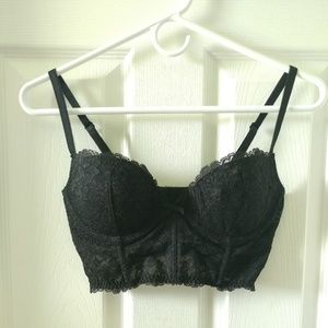Victoria's Secret Black Floral Lace Bustiere Bra